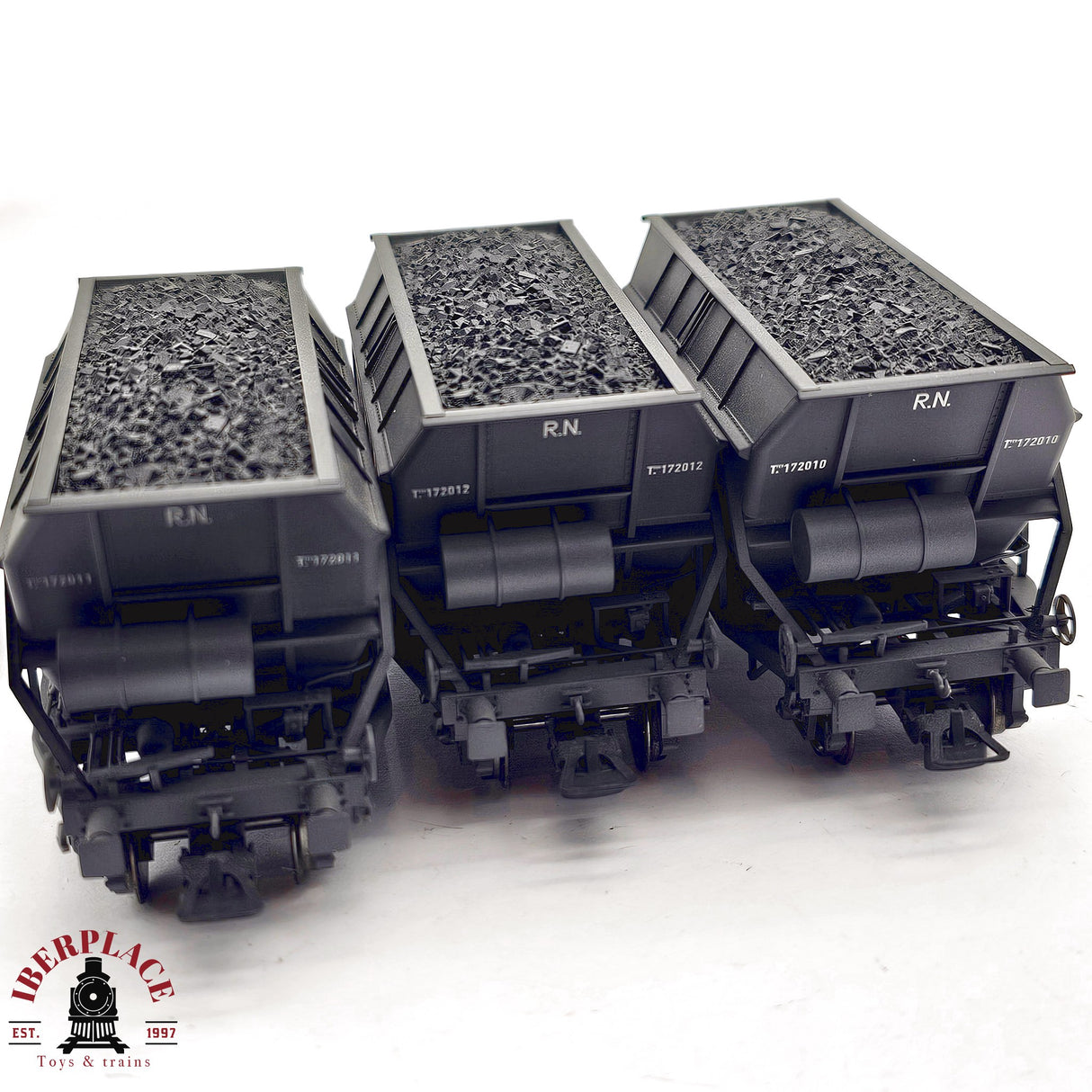 ♻️ 2da mano - Electrotren 0917K conjunto de 3 vagones tolva envejecidos RENFE Ep III H0 escala 1:87 A15