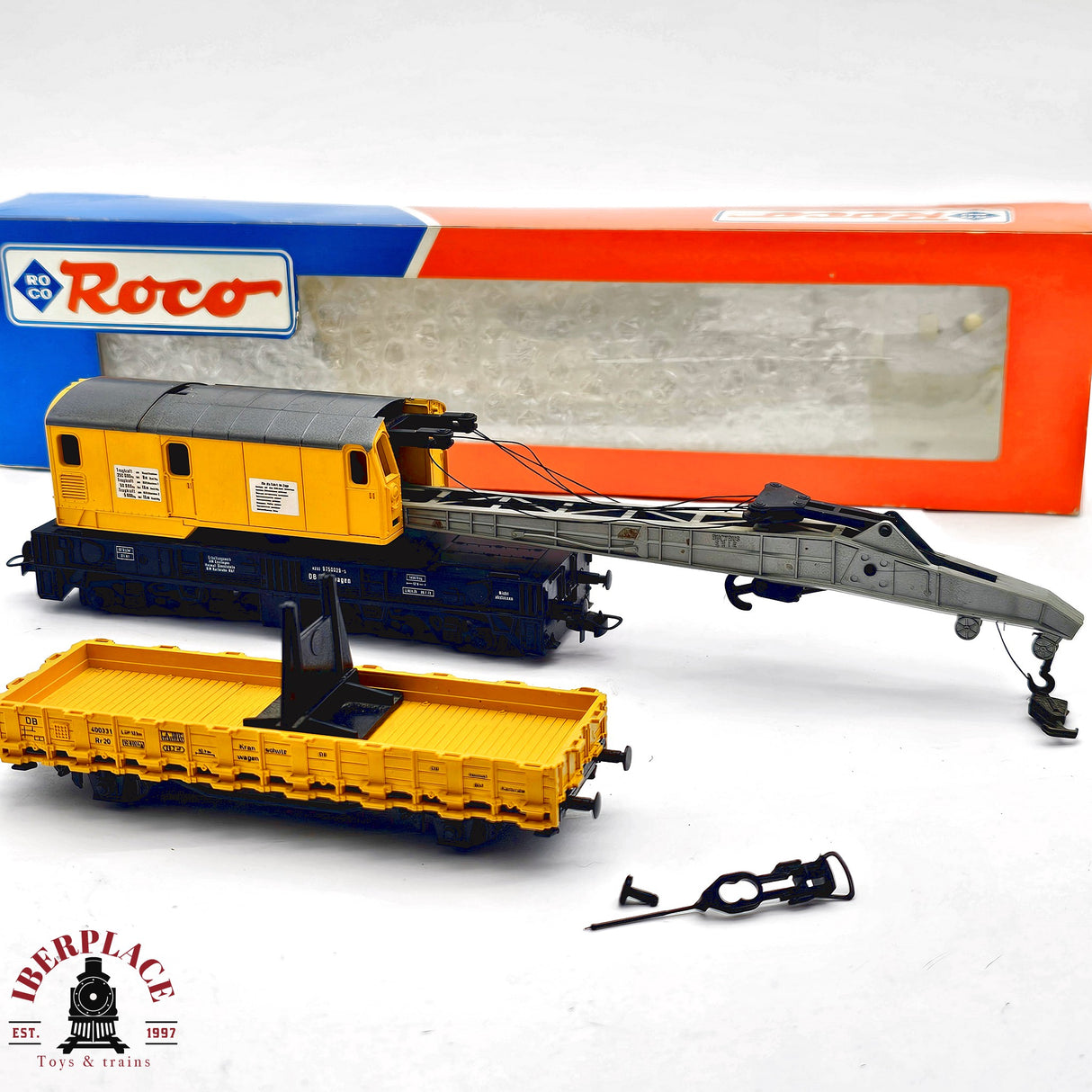 ♻️ 2da mano - DC Roco 46330 vagón mercancias vagón grúa H0 escala 1:87 A15