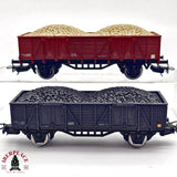 ♻️ 2da mano - DC 2x Electrotren vagones de borde alto con carbón y gravilla H0 escala 1:87 A15