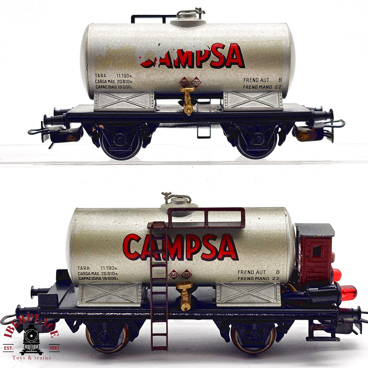 ♻️ 2da mano - DC 2x Electrotren vagones cisterna Campsa RENFE H0 escala 1:87 A15