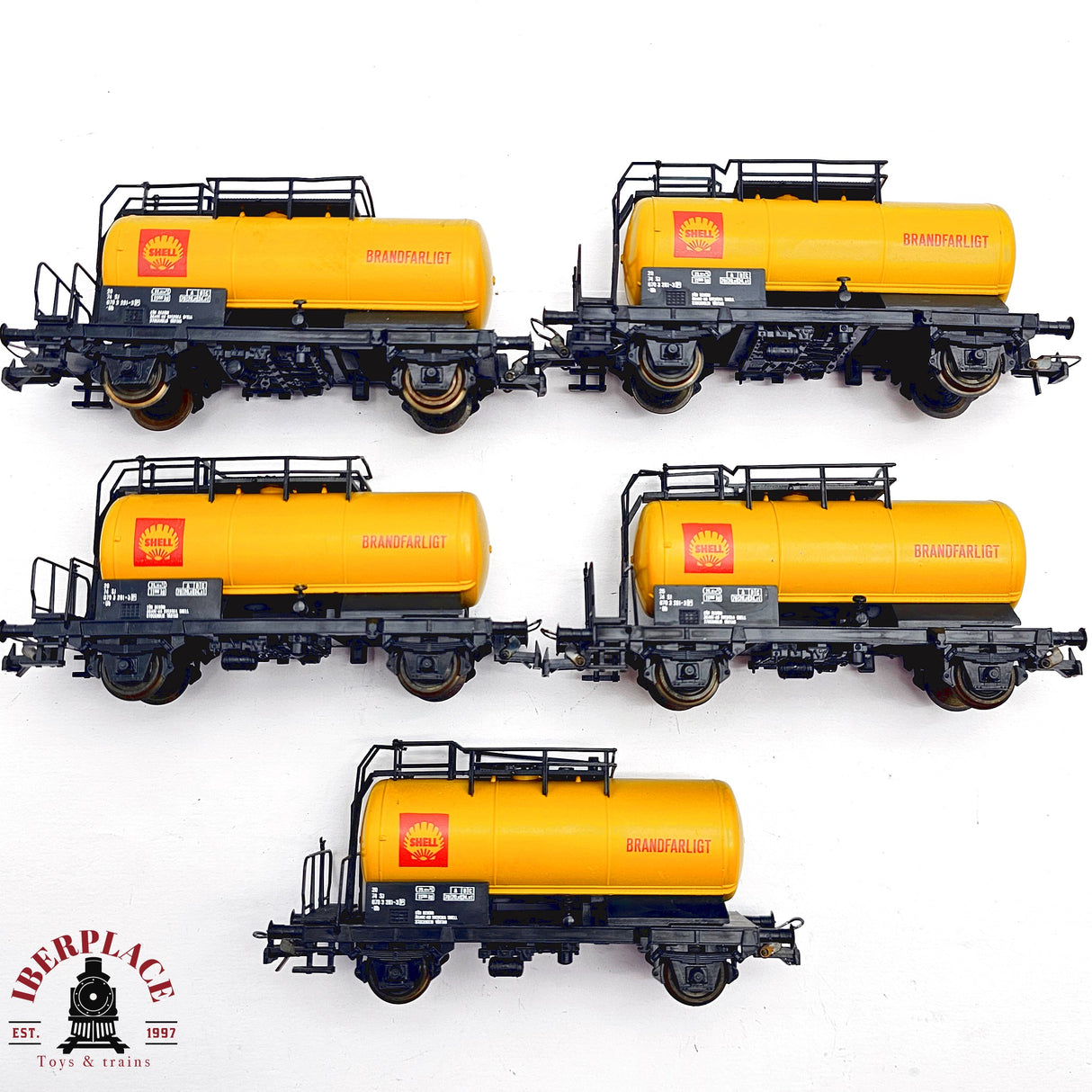 ♻️ 2da mano - DC 5x Roco vagones cisterna Shell SJ  H0 escala 1:87 A15