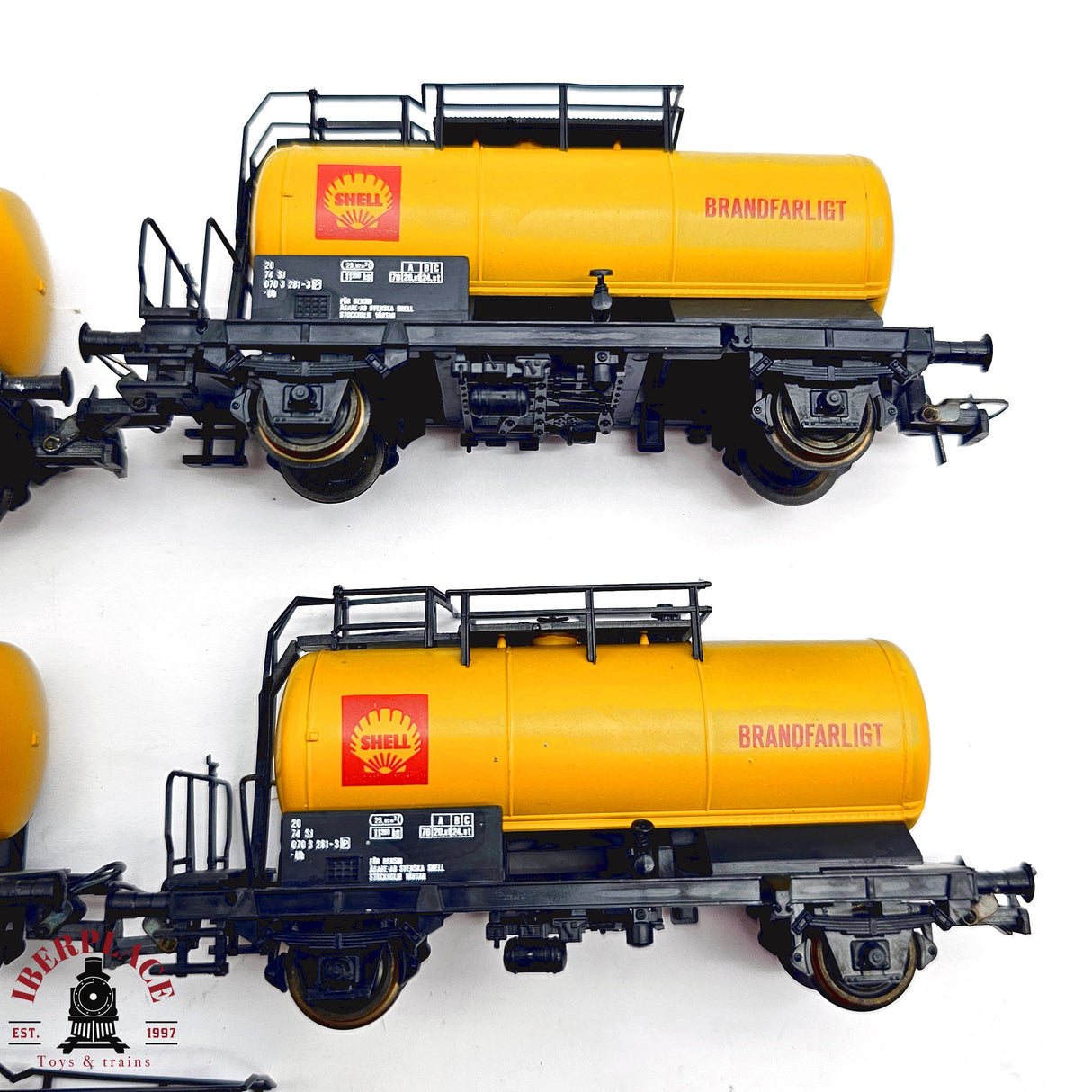 ♻️ 2da mano - DC 5x Roco vagones cisterna Shell SJ  H0 escala 1:87 A15