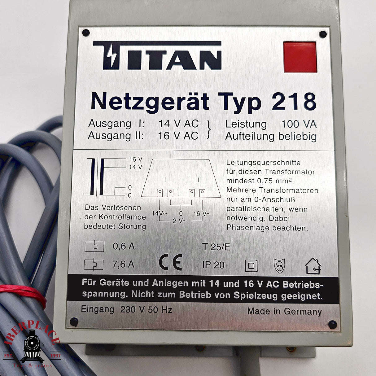 ♻️ 2da mano - Titan Transformador Typ 218 100VA H0 escala 1:87 A15