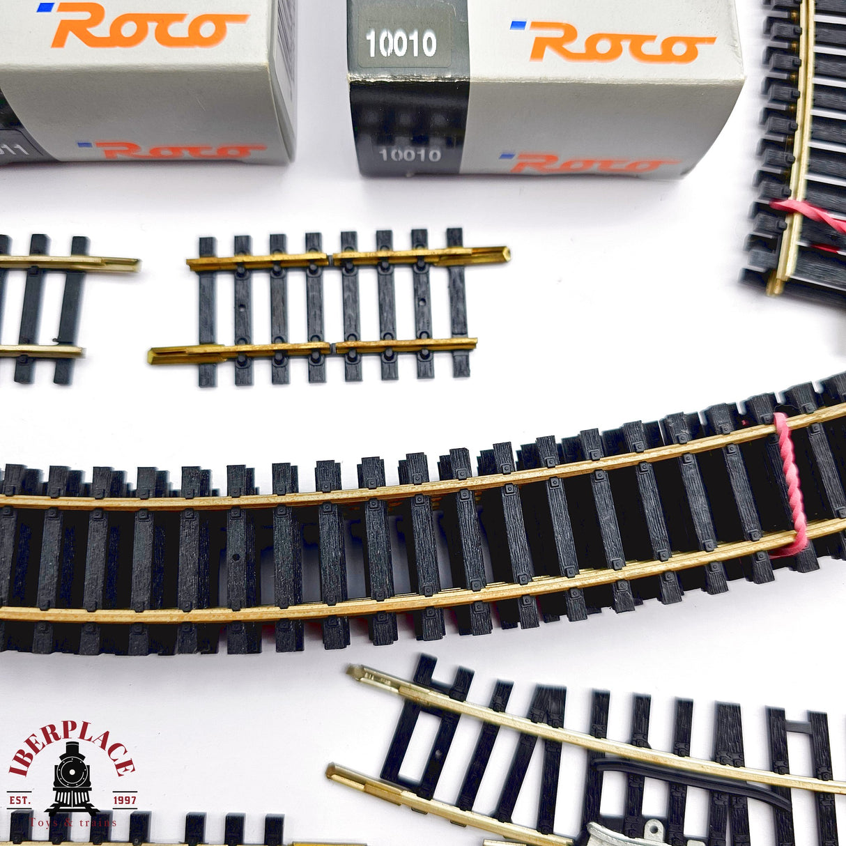 ♻️ 2da mano - Roco Lote vías curvas, rectas, desvíos, motores desvíos H0 escala 1:87 E15