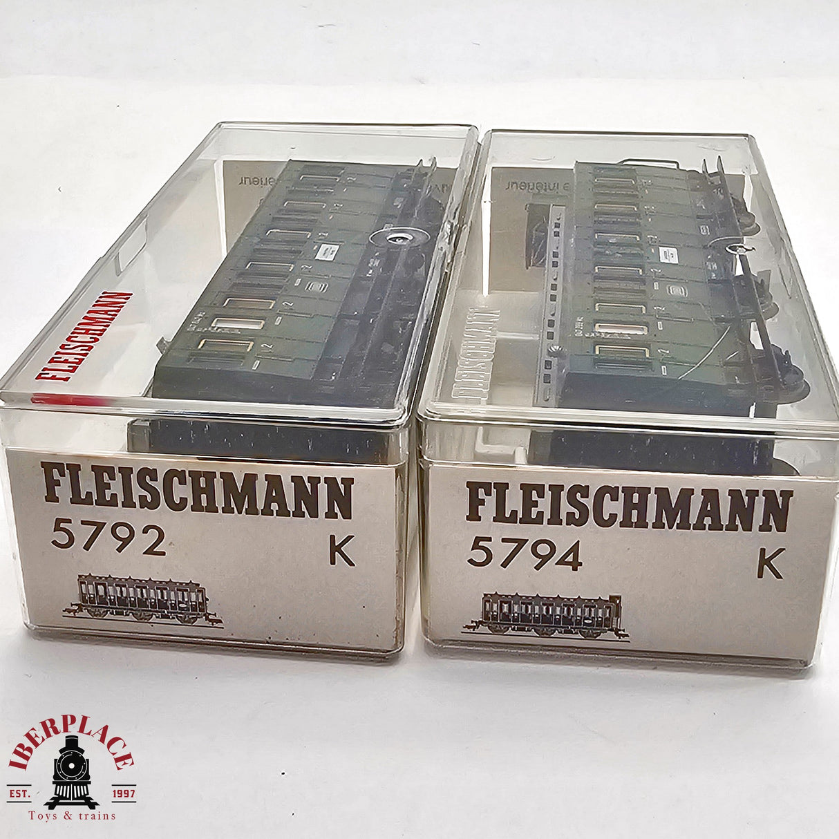 ♻️ 2da mano -  DC 2x Fleischmann vagones pasajeros DB clase 2 H0 escala 1:87 E13