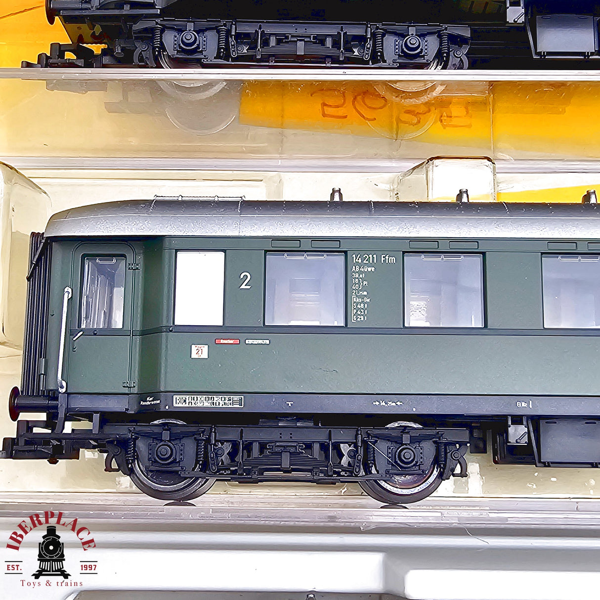 ♻️ 2da mano -  DC Fleischmann 3x vagones pasajeros DB clase 2 verdes H0 escala 1:87 E13