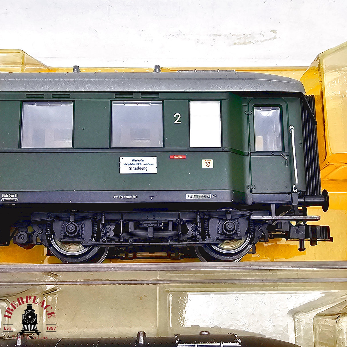 ♻️ 2da mano -  DC Fleischmann 3x vagones pasajeros DB clase 2 verdes H0 escala 1:87 E13