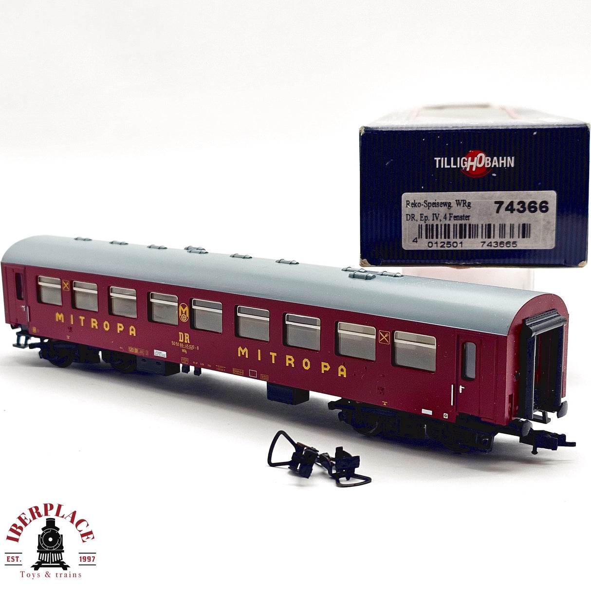 ♻️ 2da mano -  DC Tilligh Bahn 74366 vagón restaurante DR Mitropa H0 escala 1:87 E13
