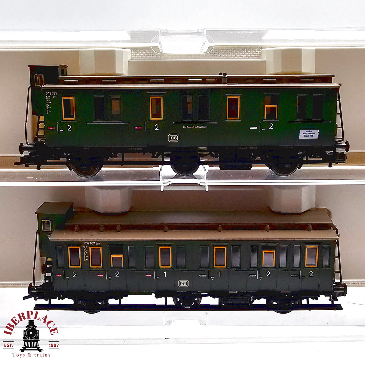 ♻️ 2da mano -  DC Fleischmann 2x 5065 5066 vagones pasajeros DB Clase 2 H0 escala 1:87 E13