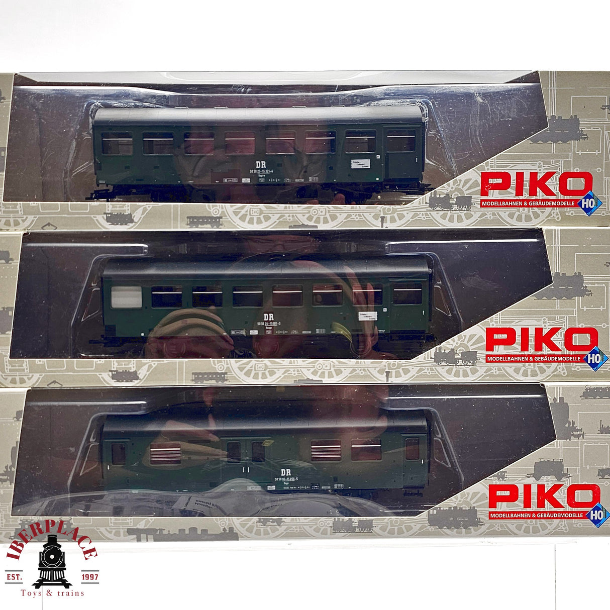 ♻️ 2da mano -  DC PIKO 58300 set de 3 coches pasajeros DR H0 escala 1:87 E13