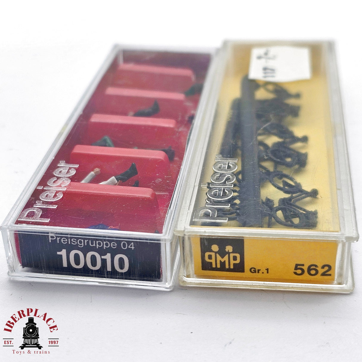 ♻️ 2da mano -  Preiser 2x bicicletas y personal trabajadores del tren H0 escala 1:87 E13