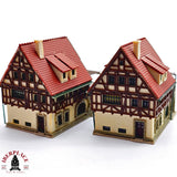 ♻️ 2da mano - Vollmer 2x casas con entramado de madera y balcón Z escala 1:220 E14