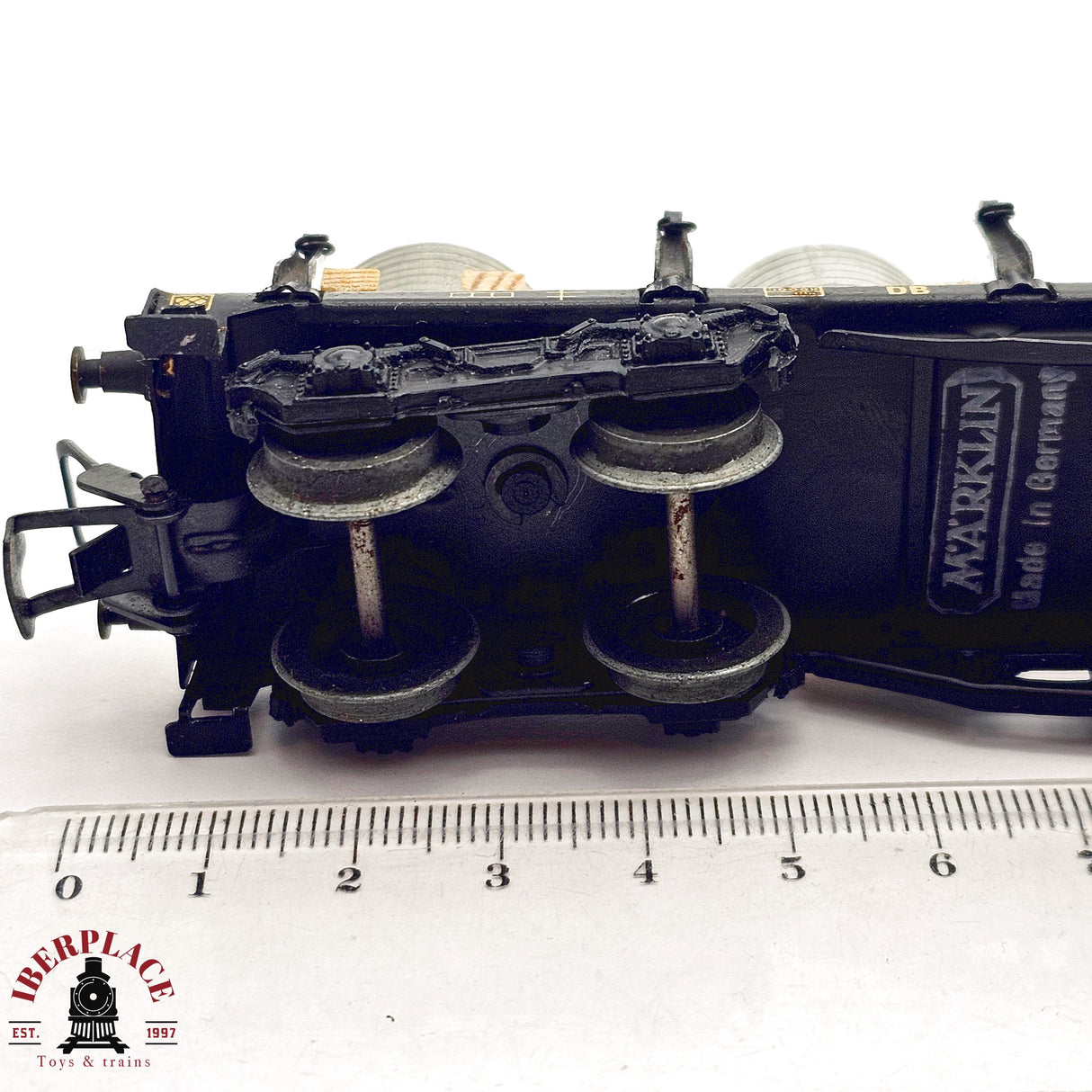 ♻️ 2da mano - Märklin vagón telero DB 13 392 con carga pesada H0 escala 1:87 E14