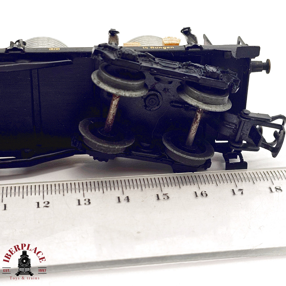 ♻️ 2da mano - Märklin vagón telero DB 13 392 con carga pesada H0 escala 1:87 E14