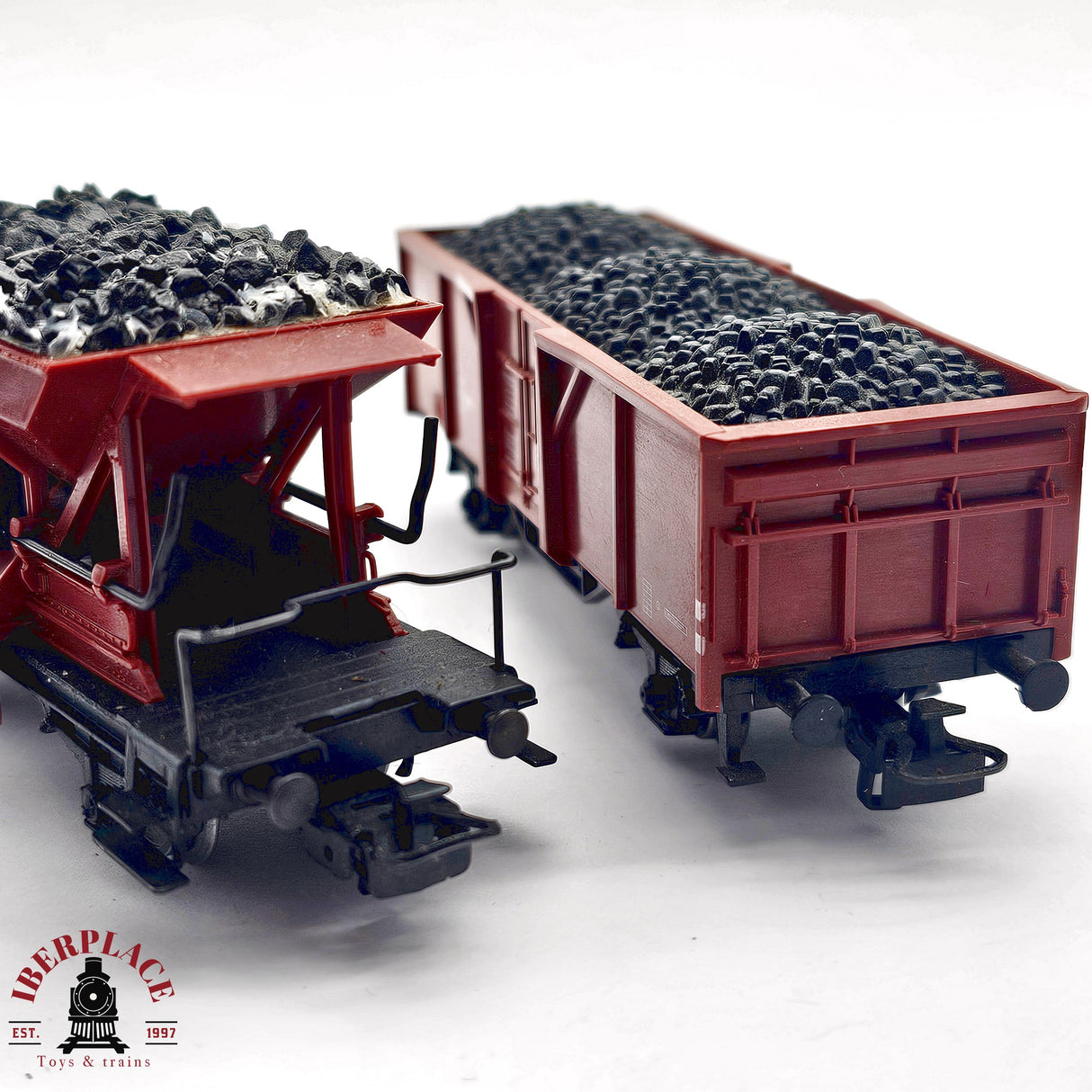♻️ 2da mano - Märklin 2x vagón abierto y vagón tolva con carbón DB H0 escala 1:87 E14