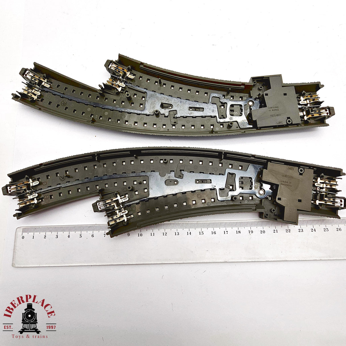 ♻️ 2da mano - Märklin 2x 24672 desvíos curvos izquierda y derecha sistema C H0 escala 1:87 E14