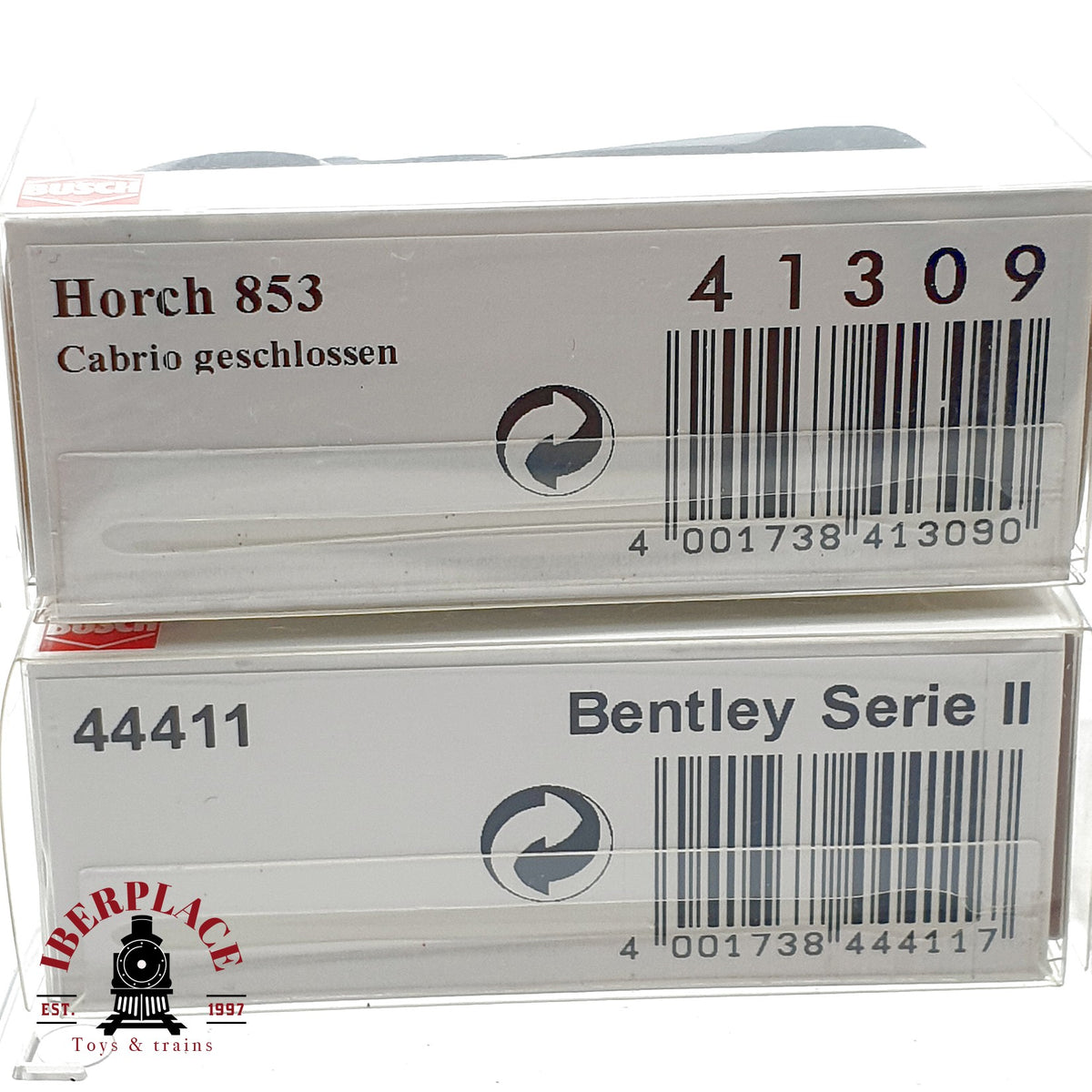♻️ ✨Busch 4x coches clasicos Horch Bentley Mercedes 300SL Morgan Escala H0 1:87