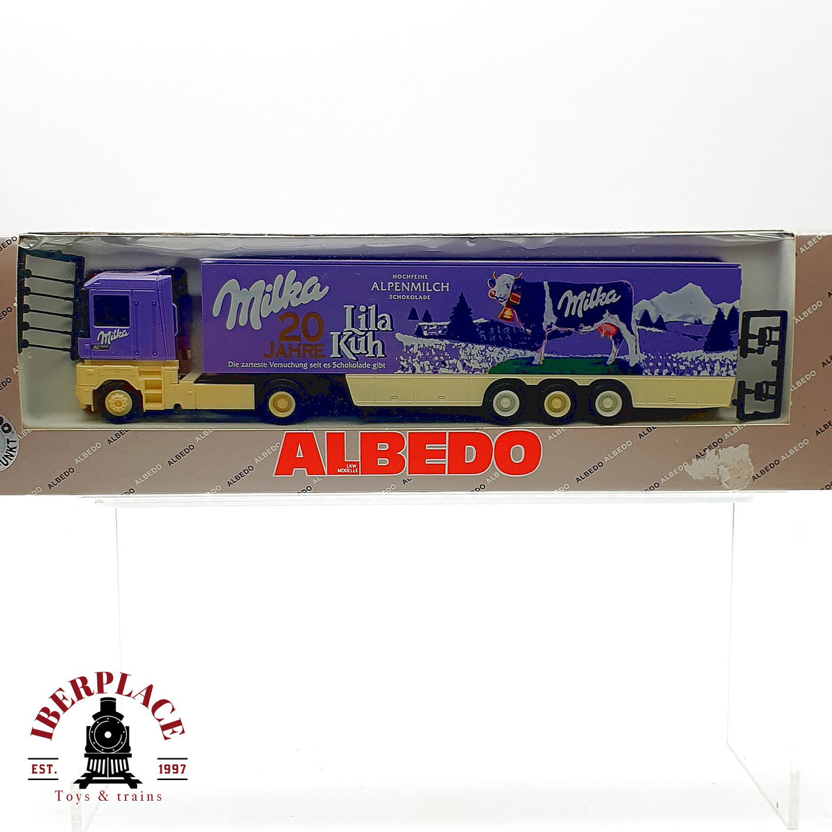 ♻️ ✨ Albedo camion trailer Renault AE Milka 20 Jahre Lila Kuh Escala H0 1:87