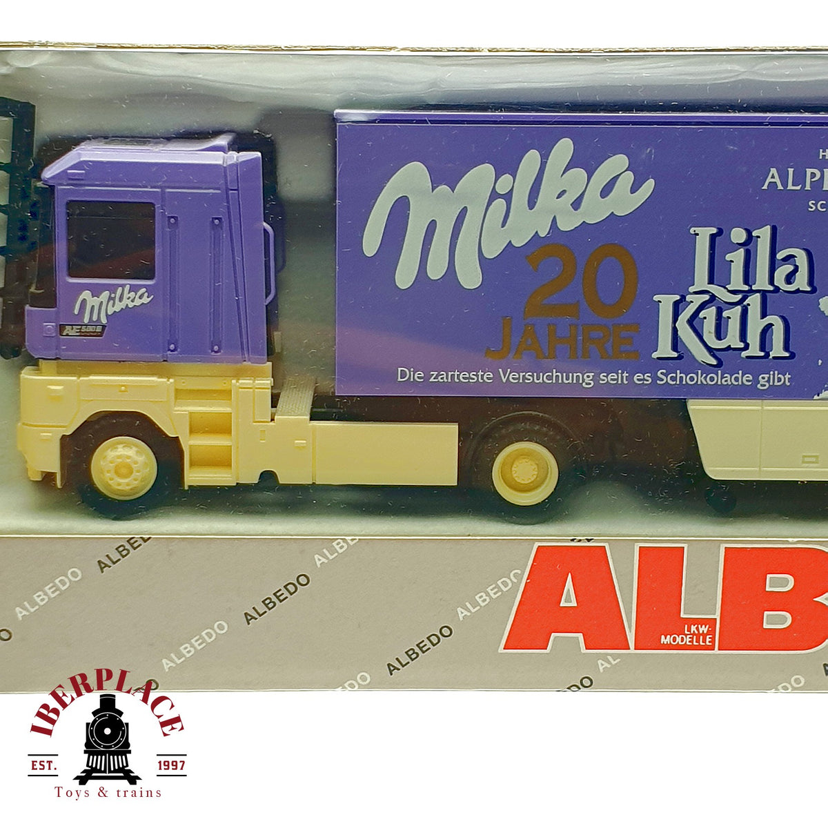 ♻️ ✨ Albedo camion trailer Renault AE Milka 20 Jahre Lila Kuh Escala H0 1:87