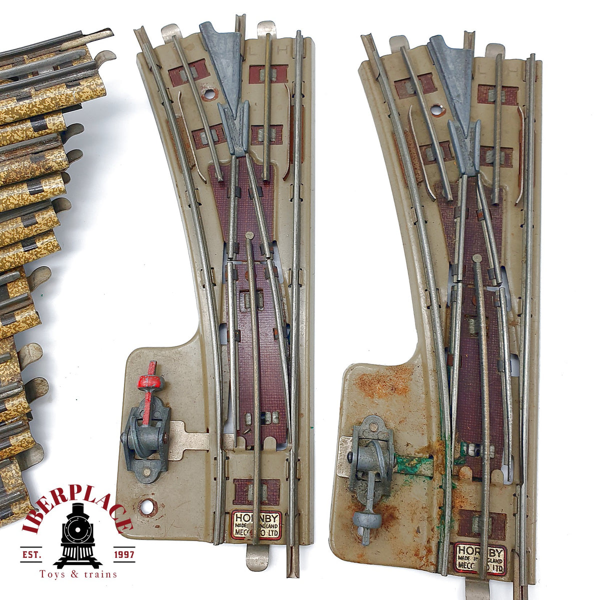 ♻️ Hornby Dublo 3-Rail Lote vias curvas y desvios vintage 00 1940 - 50's - 🔴 GRADE C Escala H0
