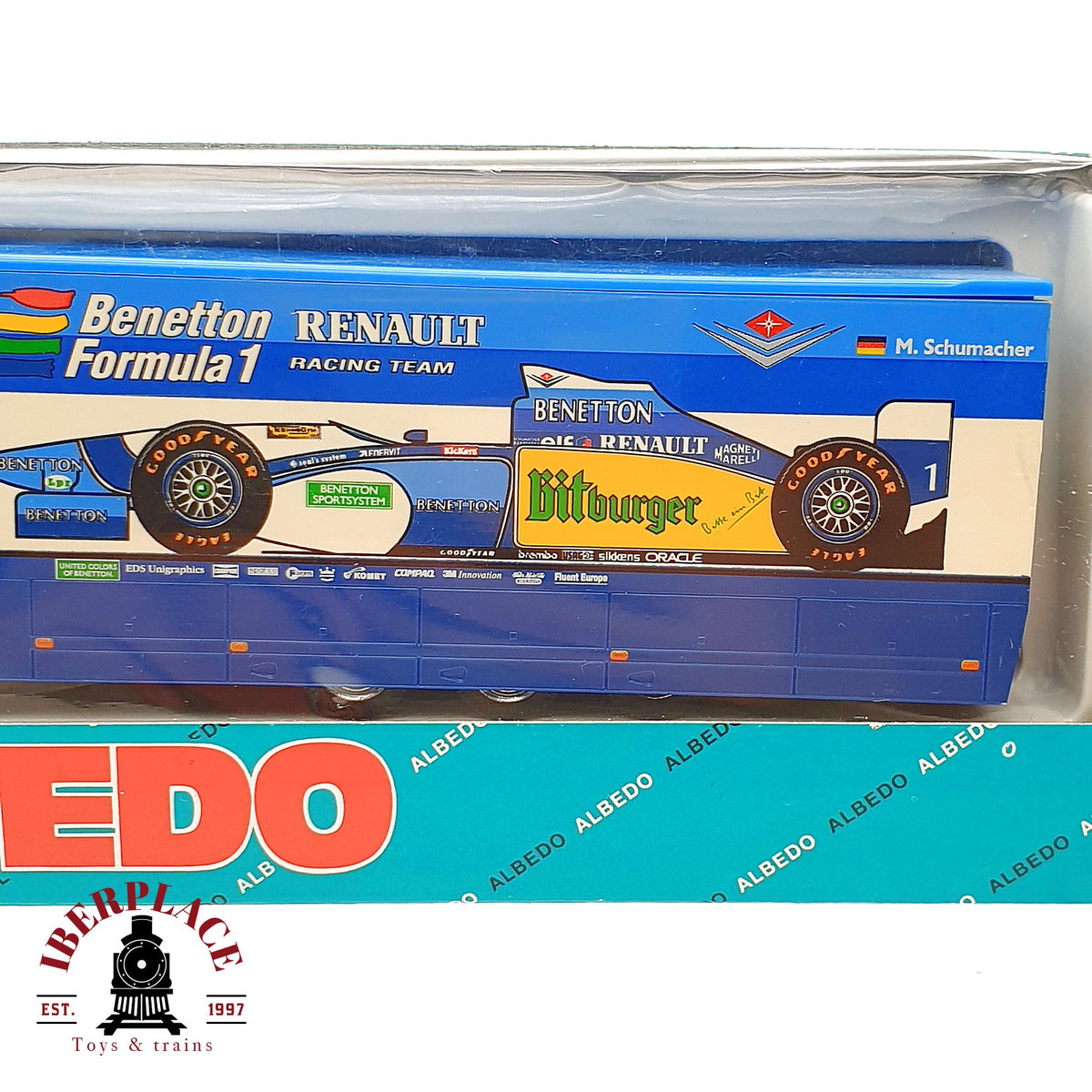 ♻️✨Albedo camion semirremolque Benetton Renault F1 M Schumacher Escala H0 1:87