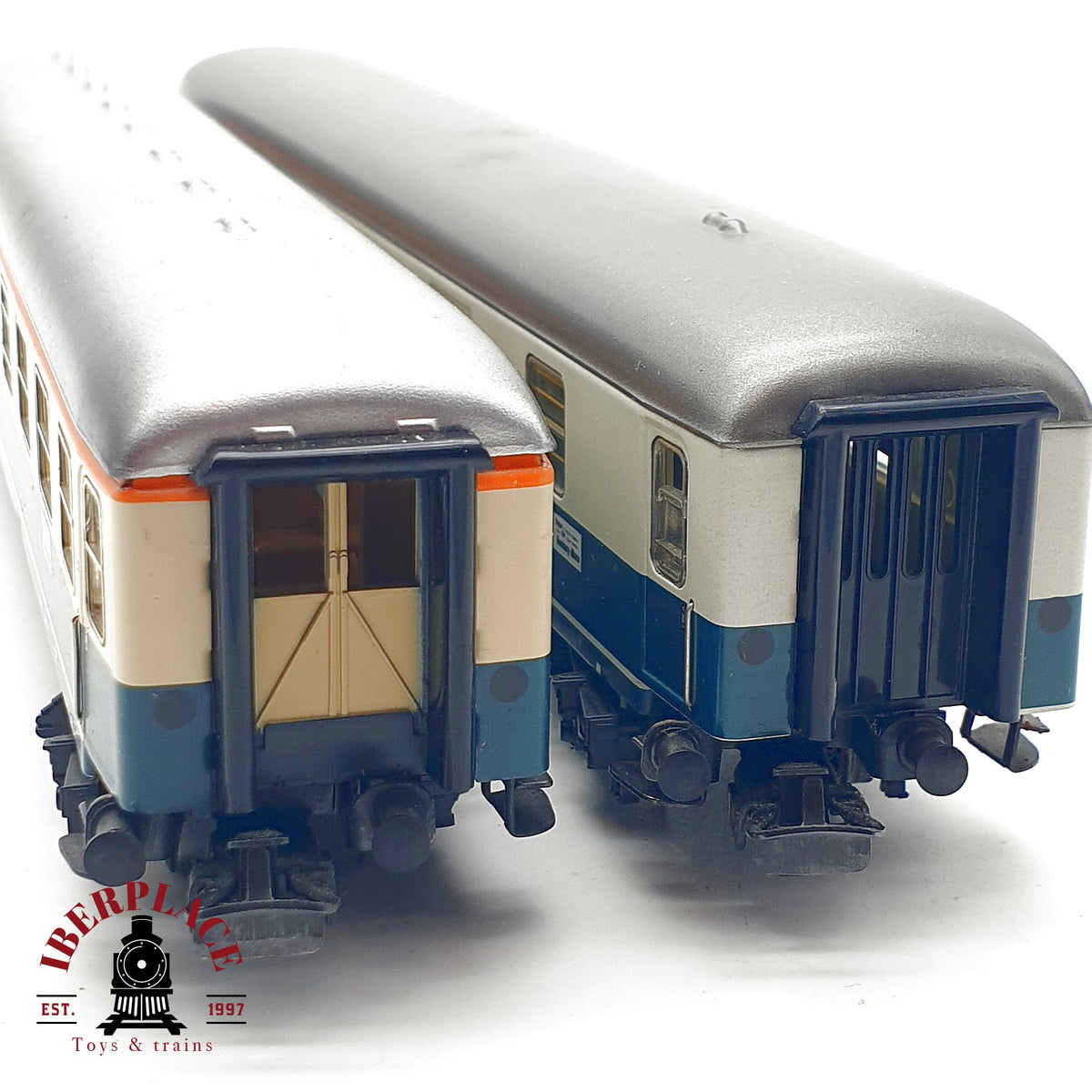 ♻️✨ Märklin 2x vagones pasajeros DB 4111 4112 1a 2a clase azul beige AC Escala H0 1:87