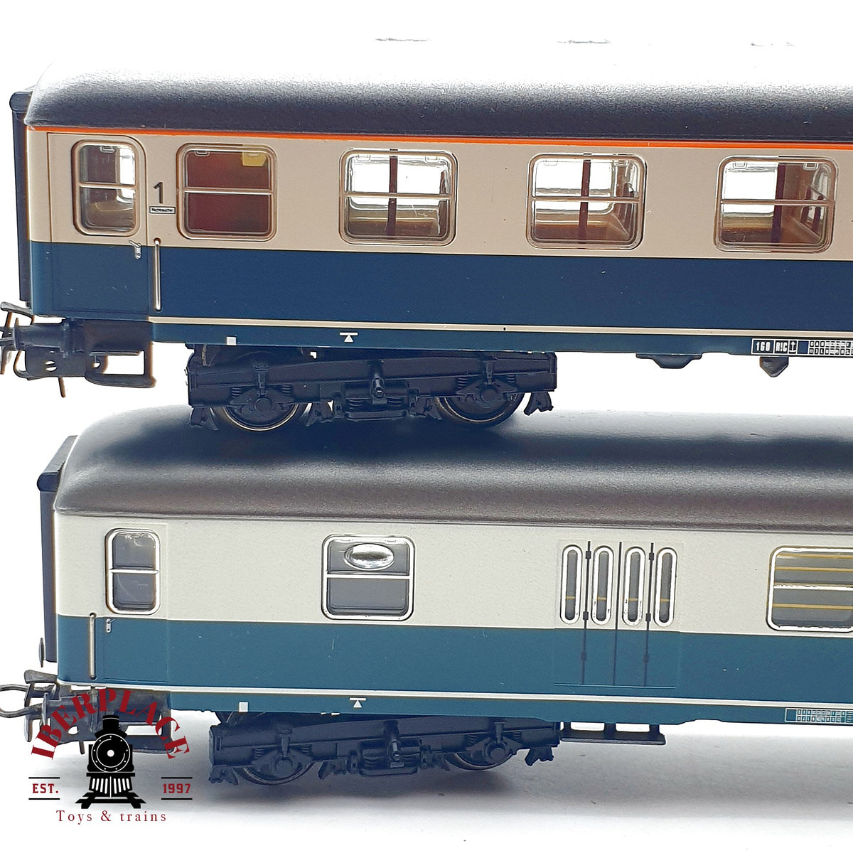 ♻️✨ Märklin 2x vagones pasajeros DB 4111 4112 1a 2a clase azul beige AC Escala H0 1:87