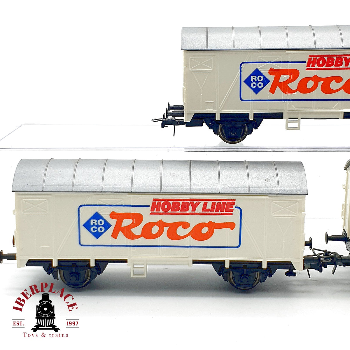♻️  Roco 3x  vagones mercancias cerrados Roco Hobby Line publicidad Escala H0 1:87
