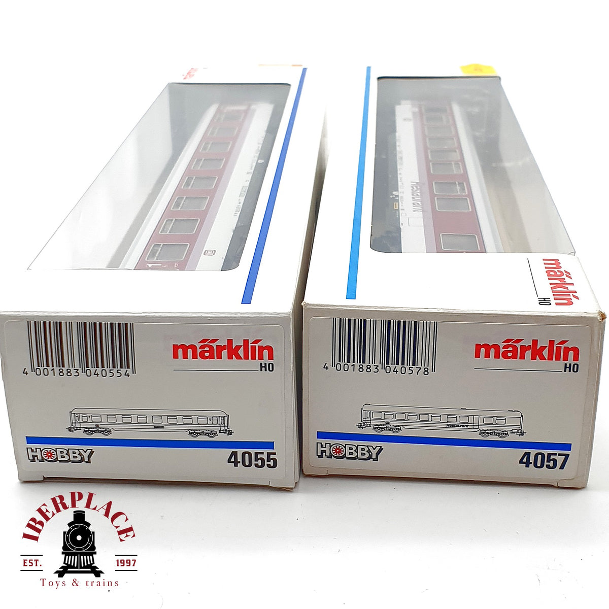 ♻️✨ Märklin 2x vagones IC DB 4055 4057 1a clase y Restaurant Orientrot AC Escala H0 1:87