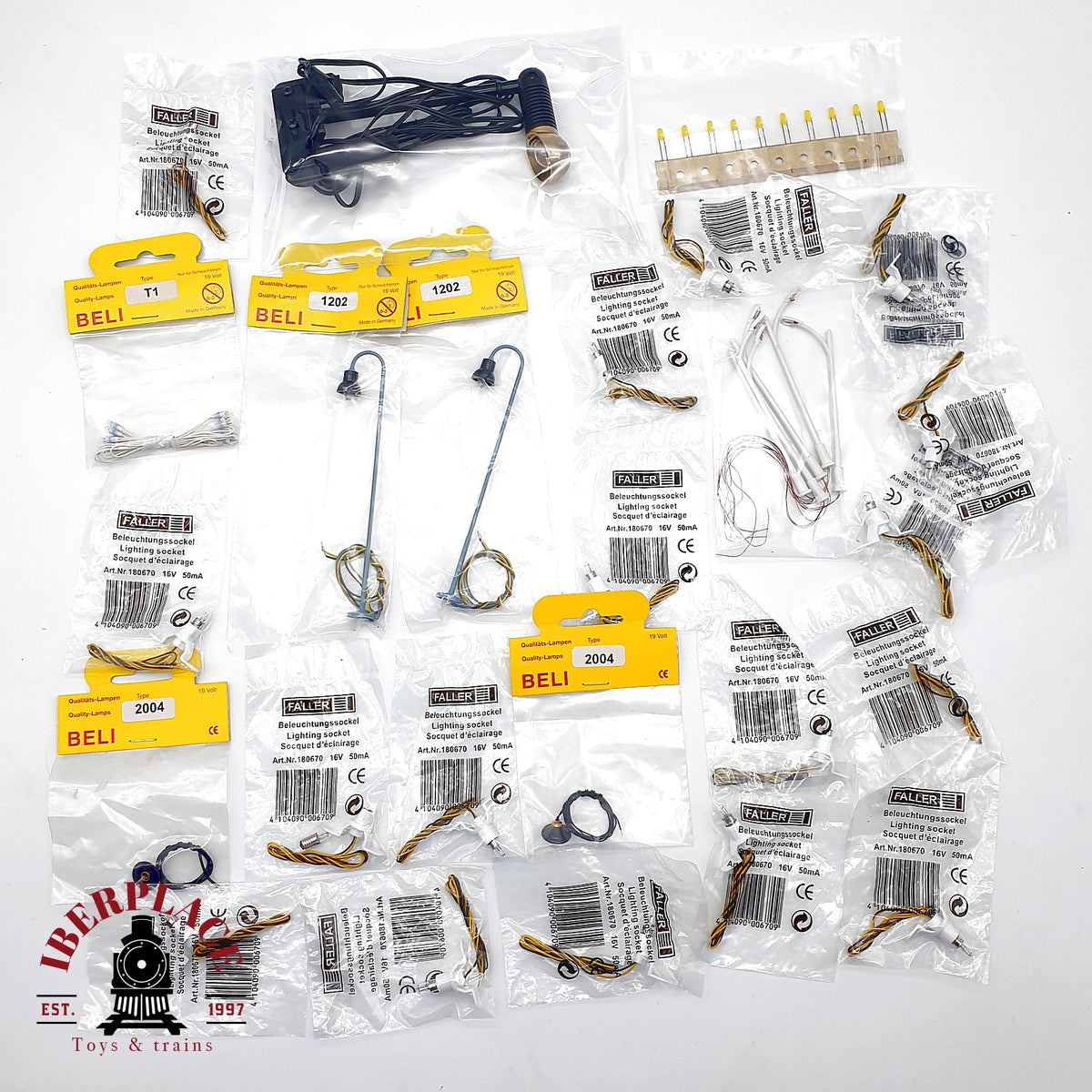 ♻️ 🚂 26x Faller Beli Beco Lote accesorios iluminacion zocalos farolas bombillas Escala H0 1:87