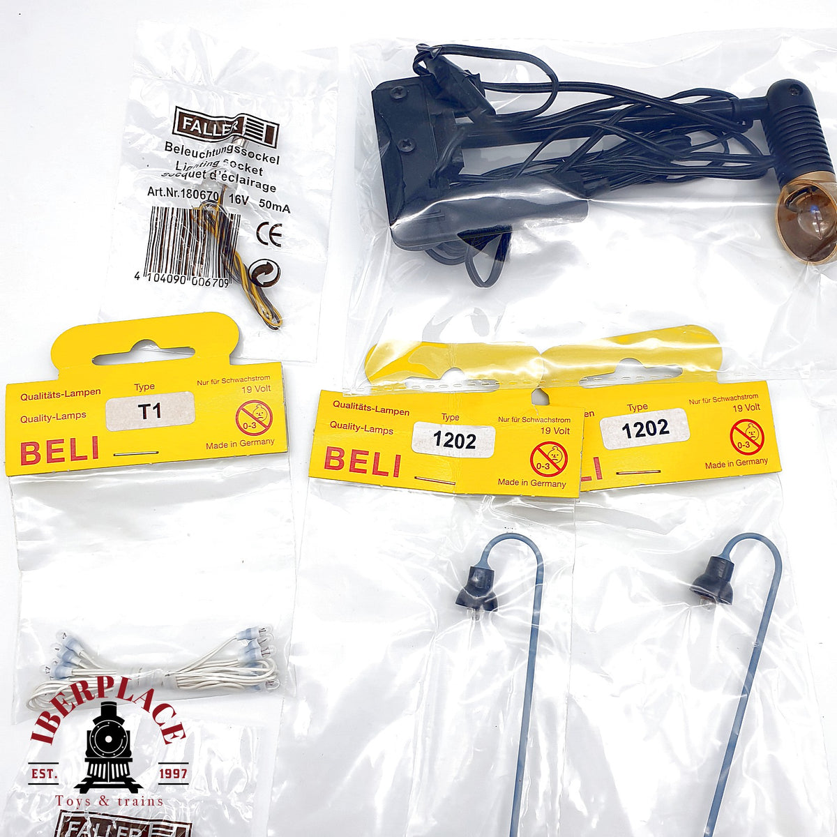 ♻️ 🚂 26x Faller Beli Beco Lote accesorios iluminacion zocalos farolas bombillas Escala H0 1:87