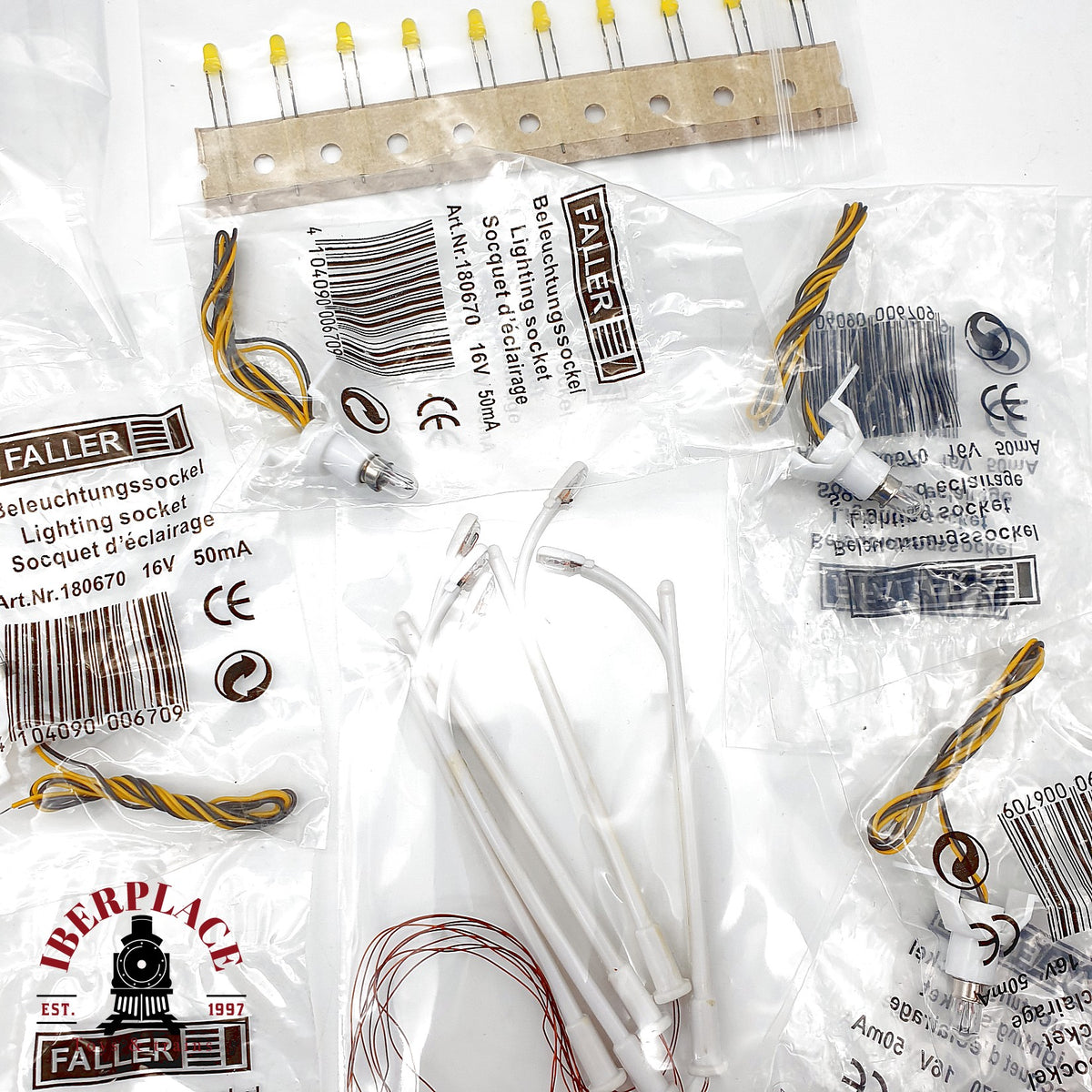 ♻️ 🚂 26x Faller Beli Beco Lote accesorios iluminacion zocalos farolas bombillas Escala H0 1:87
