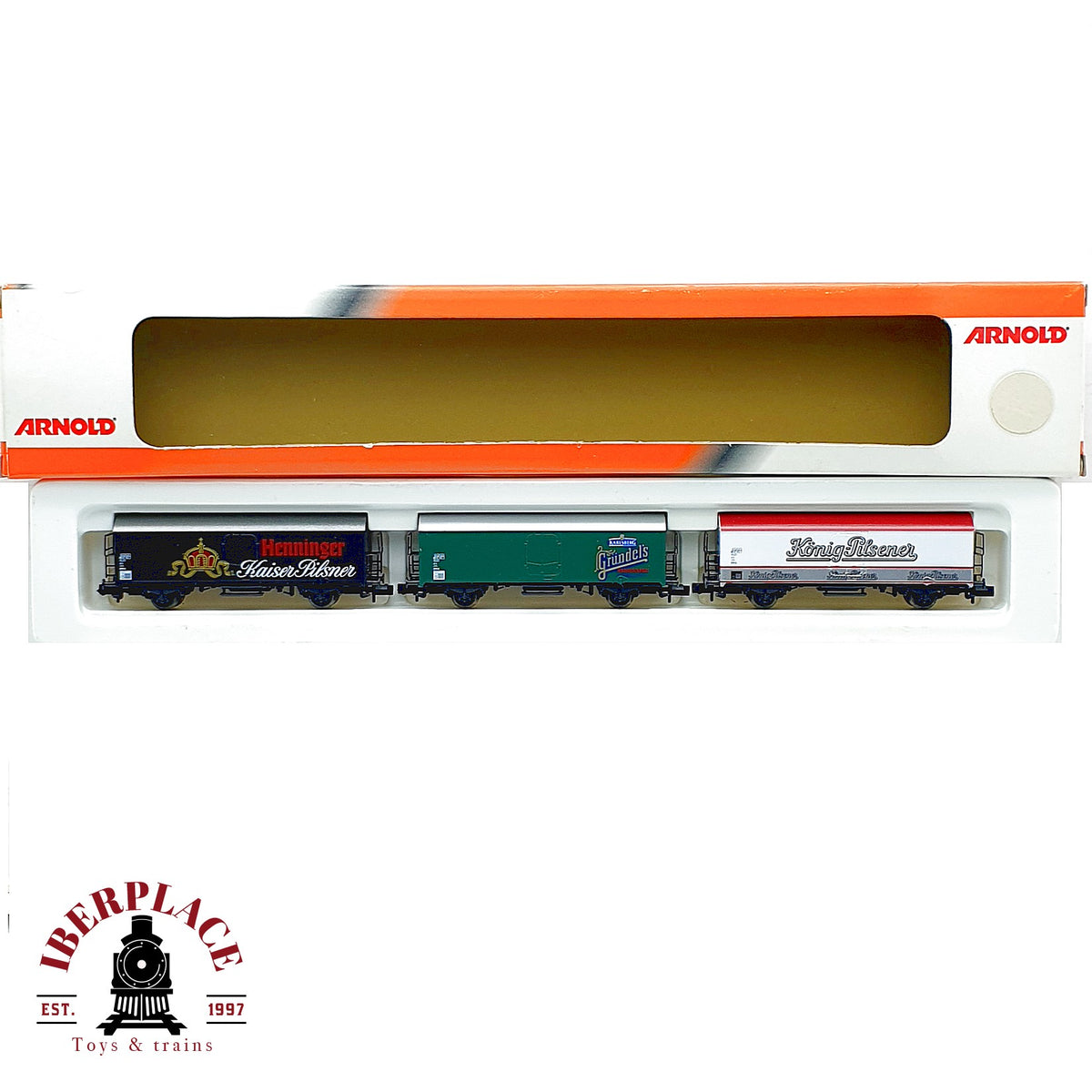 ♻️ Arnold 0251K Set 3 vagones cerveceros Henninger Gründels König DB escala N 1:160