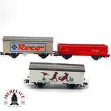 ♻️  Roco 3x  vagones mercancias Sachsenmodelle Dino-Train Roco Cargo DB Escala H0 1:87