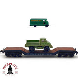 ♻️ 🚂 Roco Vagon plataforma rebajada DB Ep III Unimog furgoneta Schenker Escala N 1:160