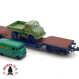 ♻️ 🚂 Roco Vagon plataforma rebajada DB Ep III Unimog furgoneta Schenker Escala N 1:160