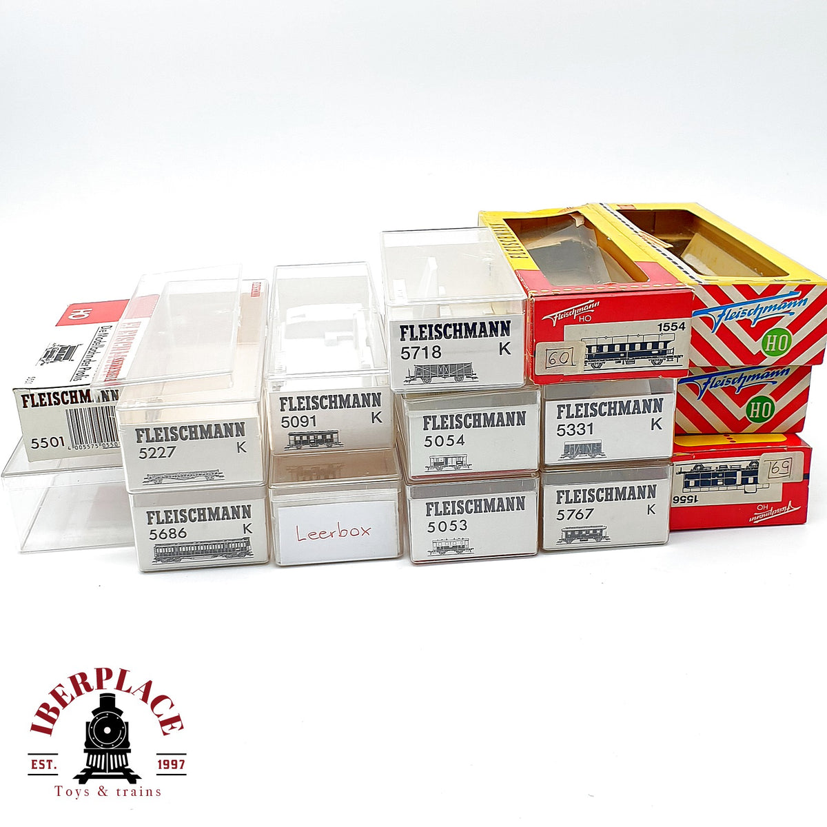 ♻️  Fleischmann Gran Lote Cajas Vacias Metacrilato y Carton Leerverpackung OVP Escala H0 1:87