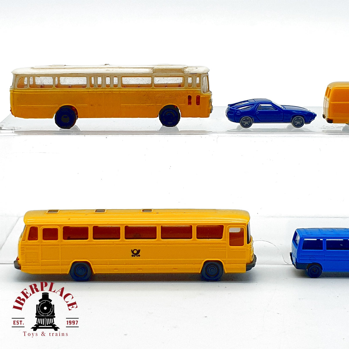 ♻️ 🚂 WIKING Fleischmann 7x Vehiculos autobuses Post VW Golf Porsche furgoneta DB Escala N 1:160