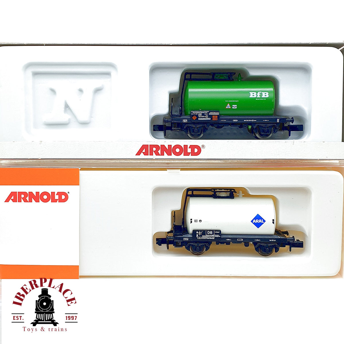 ♻️ Arnold 4310 4353 Lote 2 vagones cisterna BfB + Aral DB escala N 1:160