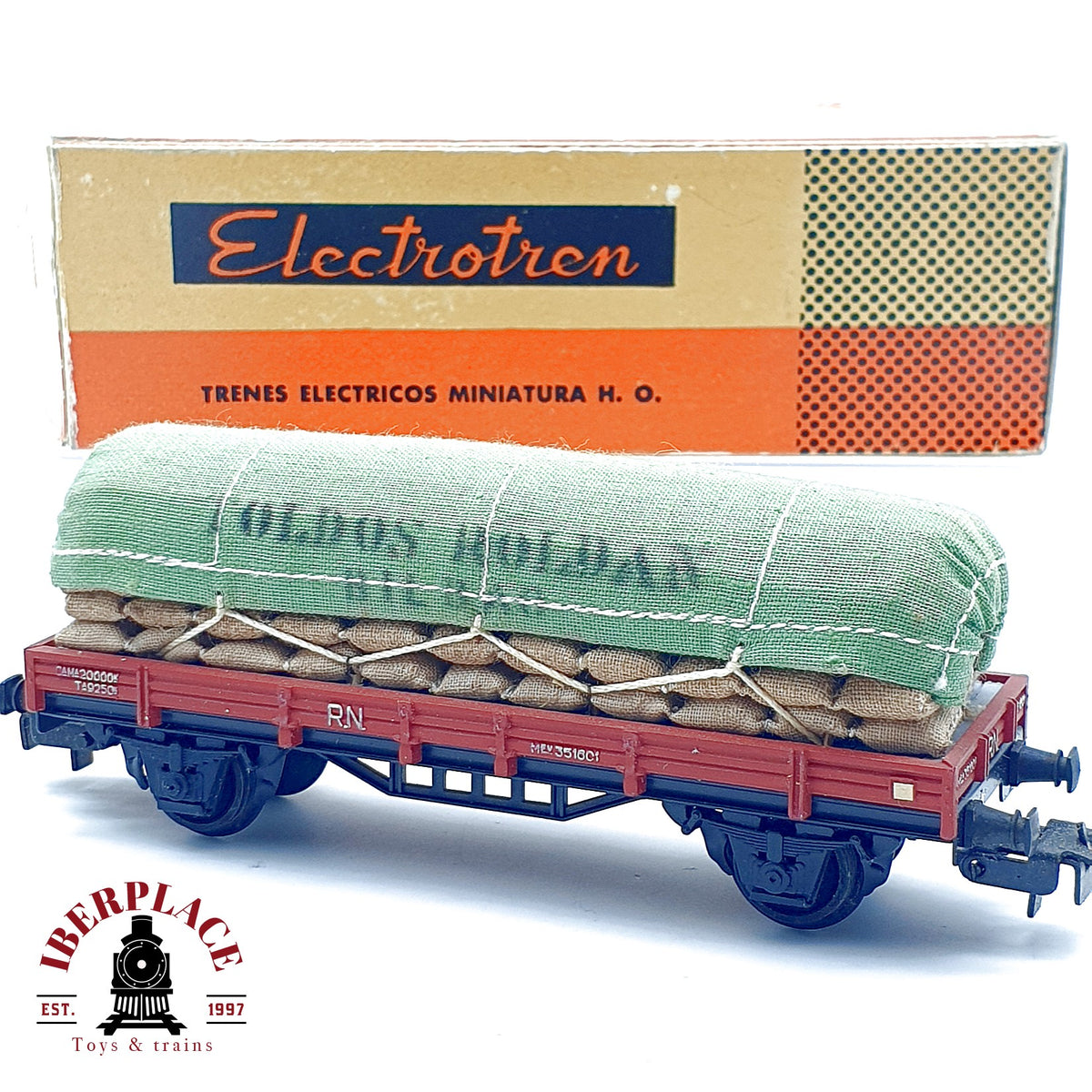 ♻️✨ Electrotren vagon plataformas cargas sacos Toldos Roldan RN RENFE Escala H0 1:87