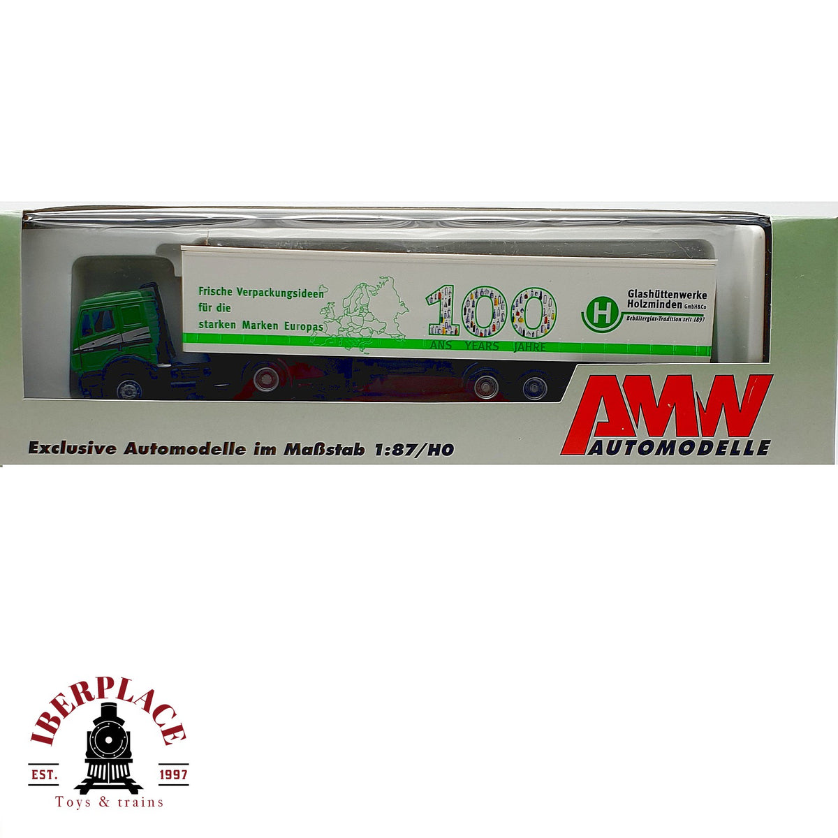 ♻️✨ AMW camión semirremolque Mercedes Glashuttenwerke Holzminden 100 Jahre Escala H0 1:87