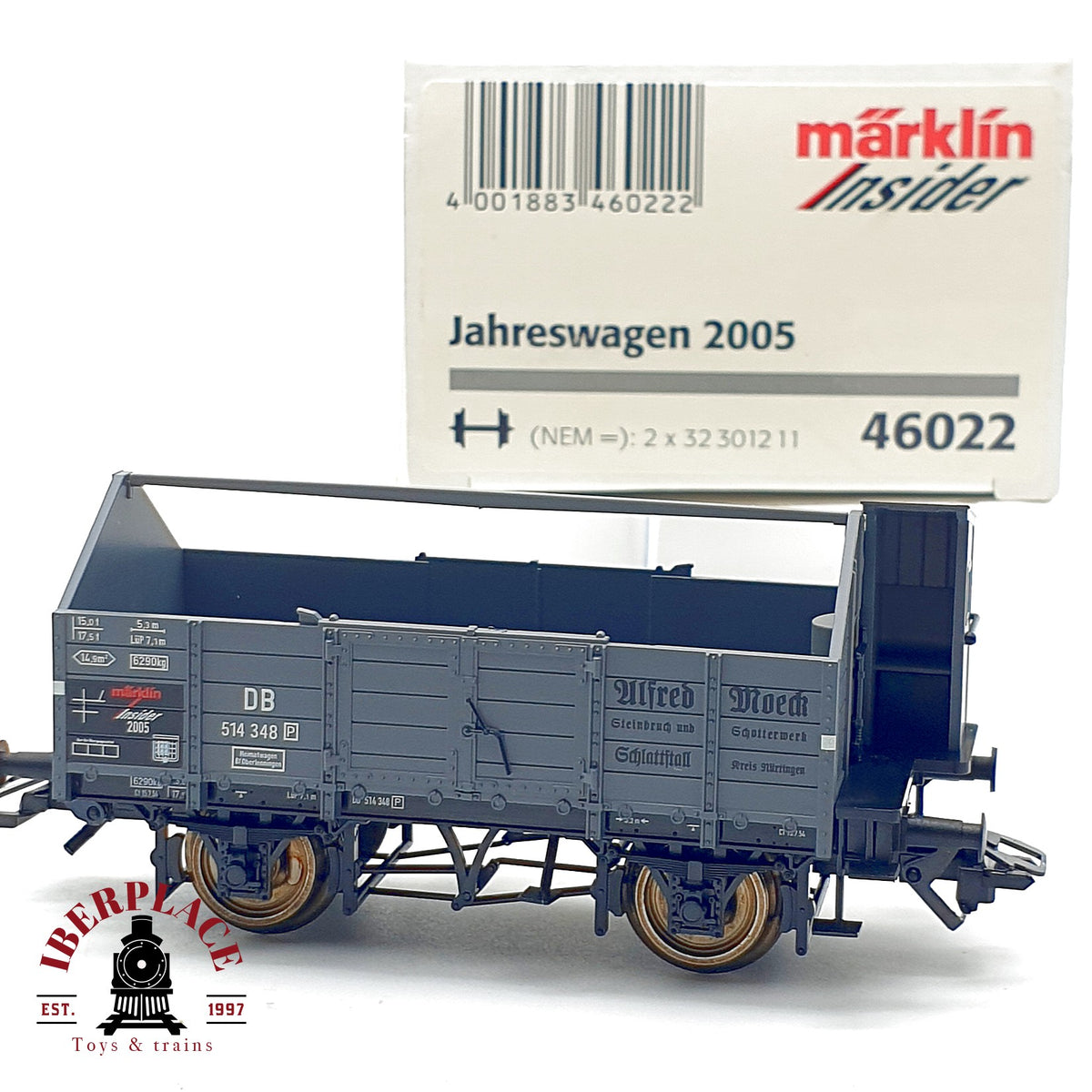 ♻️✨ Marklin 46022 Insider Jahreswagen 2005 Alfred Moeck vagon abierto DB Ep III Escala H0 1:87