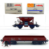 ♻️ ✨ Marklin 4473 4610 Lote 2 vagones tolva balasto y plataforma DB Escala H0 1:87