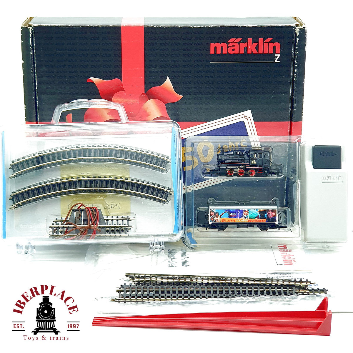 ♻️ 🚂 Märklin set iniciacion Locomotora + vagon ARD unicef 150 años Escala Z 1:220
