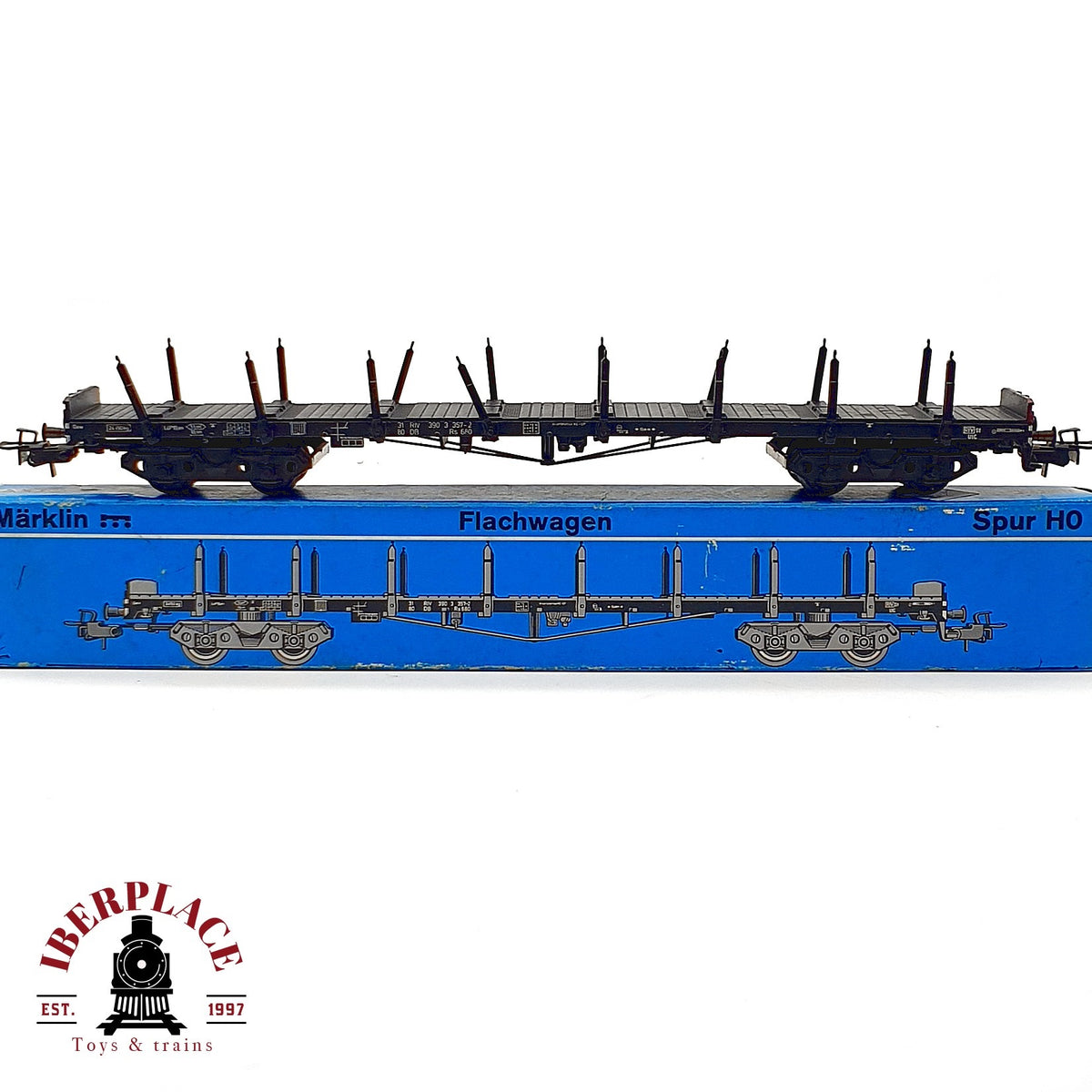 ♻️✨ Märklin 4663 Vagón plano teleros Flachwagen DB Snps 719 Ep IV AC Escala H0 1:87