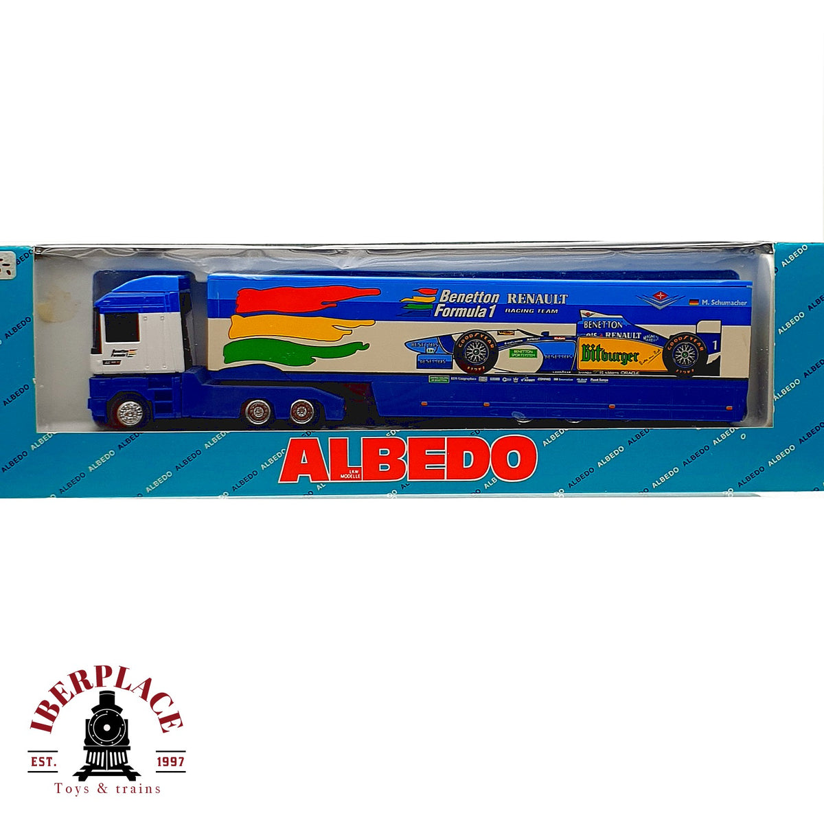 ♻️✨Albedo camion semirremolque Benetton Renault F1 M Schumacher Escala H0 1:87
