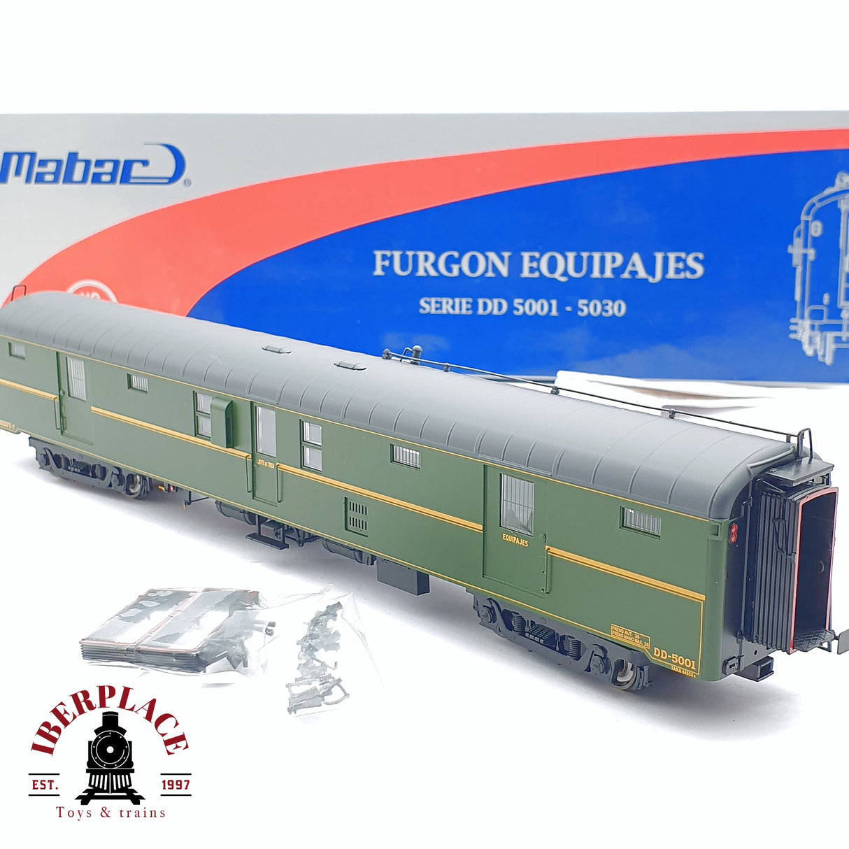 🆕 Mabar - 85001 Furgón equipajes RENFE DD-5001 Ep III nuevo con caja H0 escala 1:87