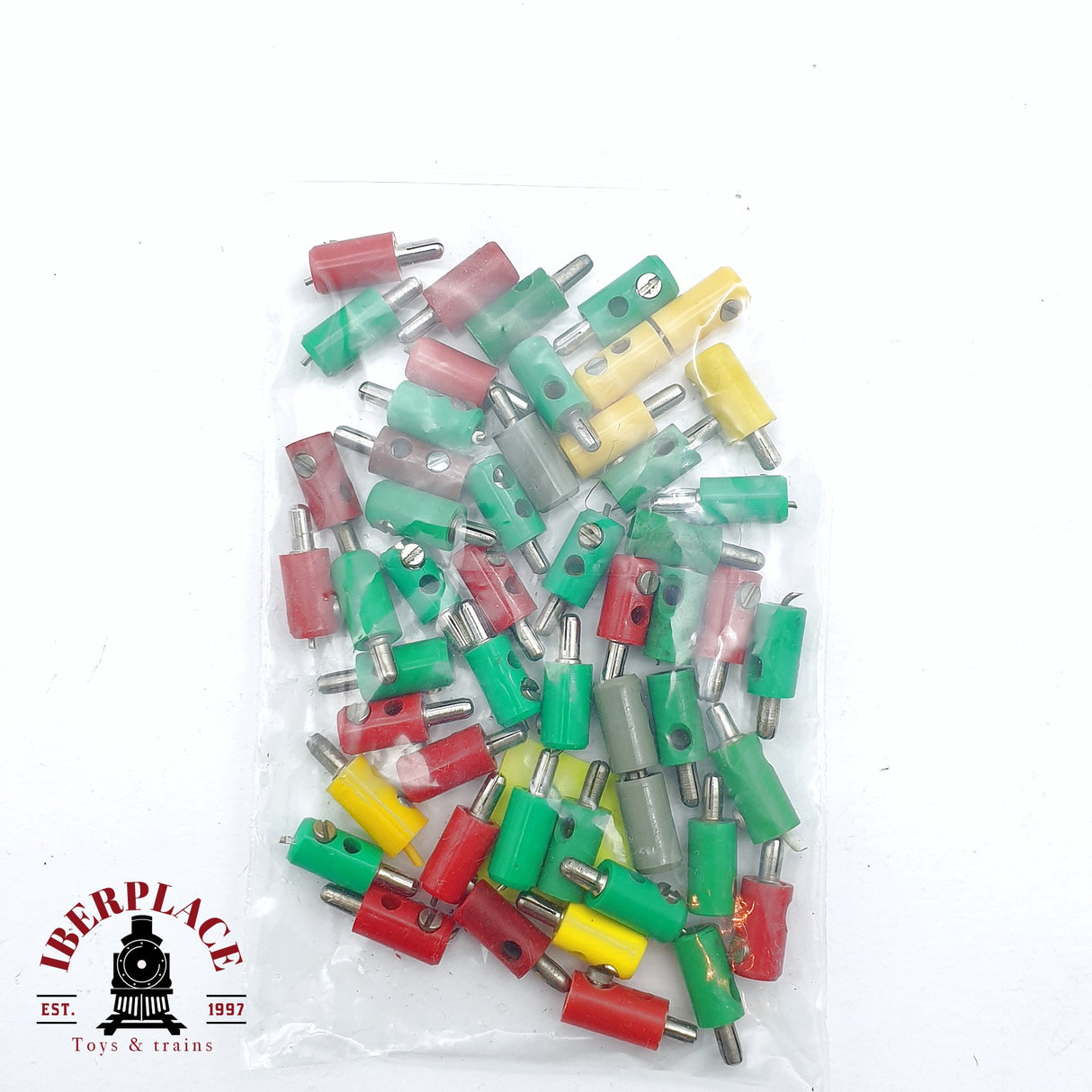 ♻️ 2da mano - Lote Stecker Muffen clavijas macho hembra de varios colores H0 escala 1:87
