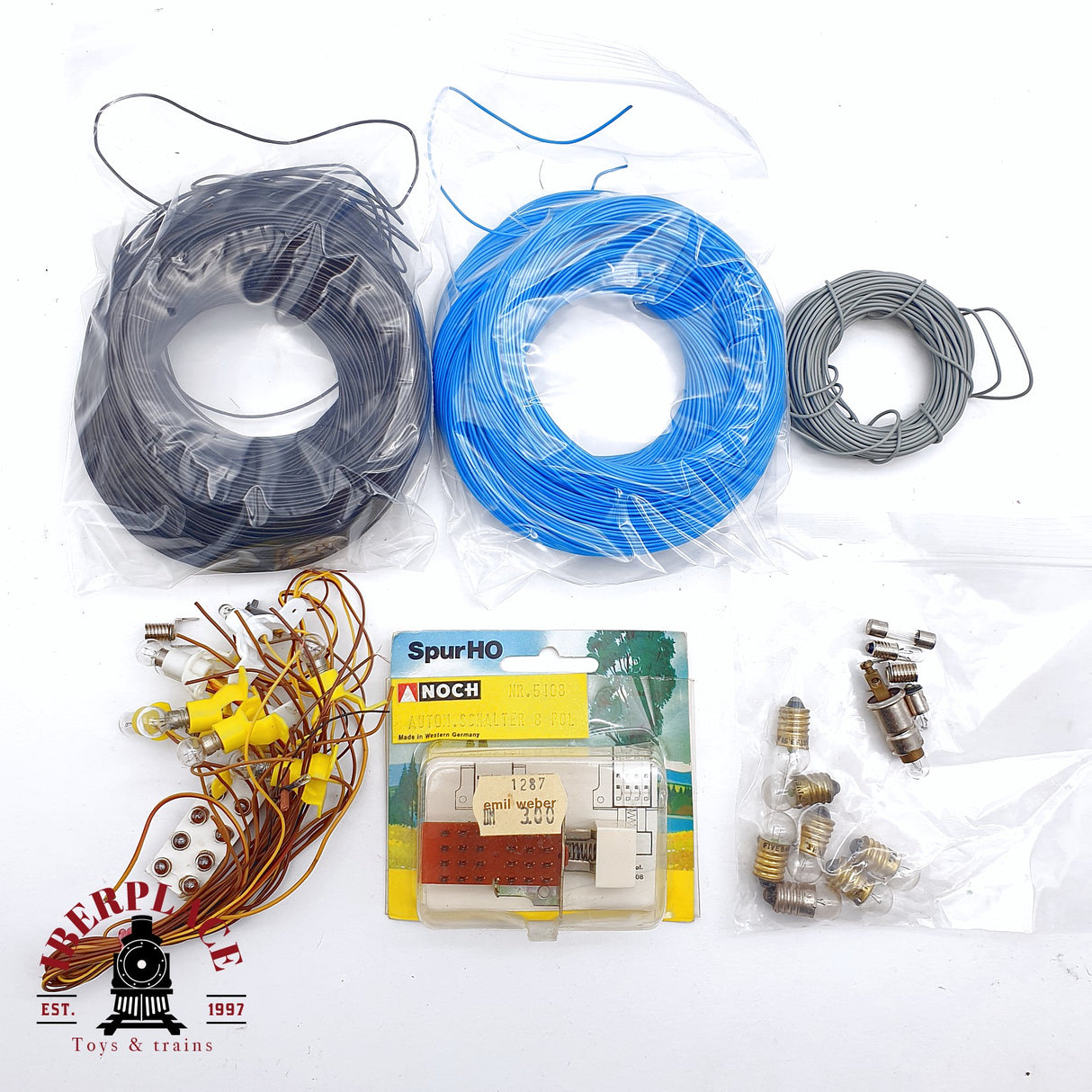 ♻️ 2da mano -  Brawa Faller Noch bombillas, cables figuras H0 escala 1:87