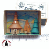 ♻️ 2da mano - Seiffen figuras en minuatura antiguas de madera iglesia